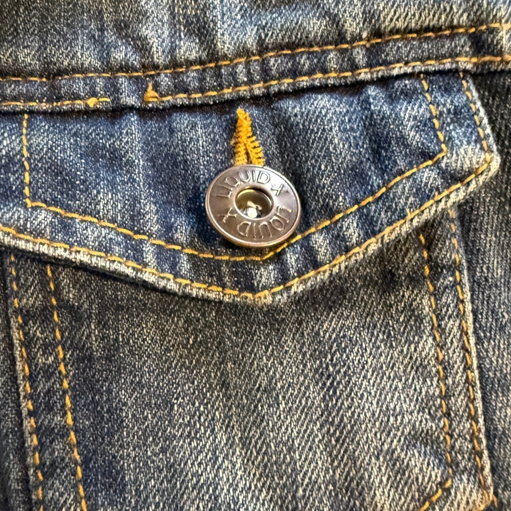 Liquid Denim button front vest, med blue fade, Sz XS, front pockets, gd cond - Picture 7 of 11